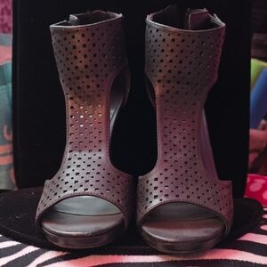 Paper Fox Black Peep-Toe Heels